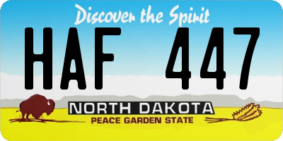 ND license plate HAF447