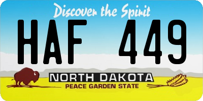 ND license plate HAF449