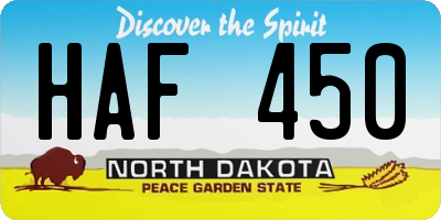 ND license plate HAF450