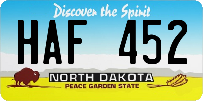 ND license plate HAF452