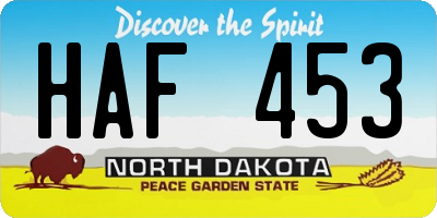 ND license plate HAF453