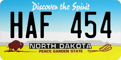 ND license plate HAF454