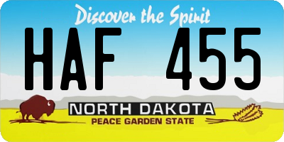 ND license plate HAF455