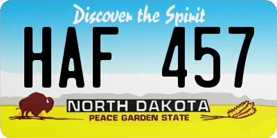 ND license plate HAF457