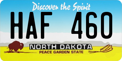 ND license plate HAF460