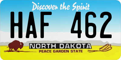 ND license plate HAF462