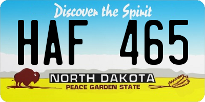 ND license plate HAF465