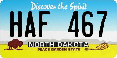 ND license plate HAF467