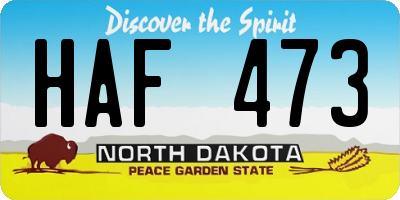 ND license plate HAF473