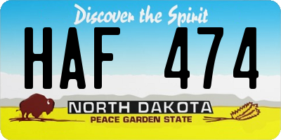 ND license plate HAF474