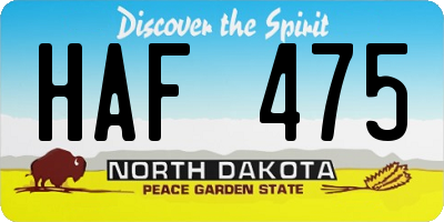 ND license plate HAF475