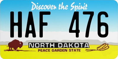 ND license plate HAF476