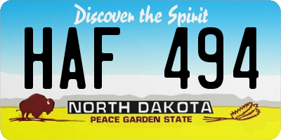 ND license plate HAF494