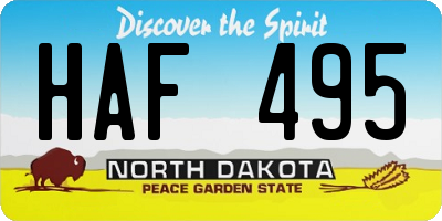 ND license plate HAF495