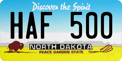 ND license plate HAF500