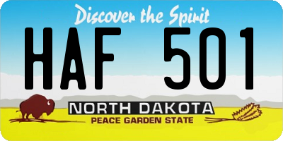 ND license plate HAF501