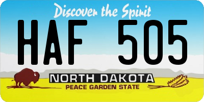 ND license plate HAF505