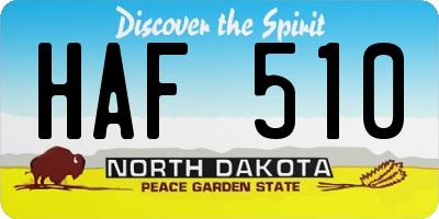 ND license plate HAF510