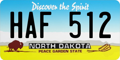 ND license plate HAF512