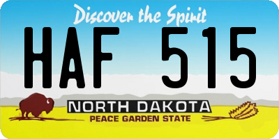 ND license plate HAF515