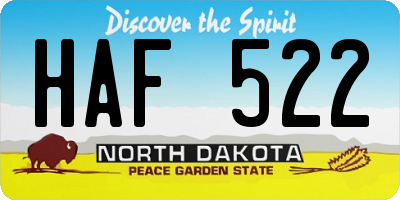 ND license plate HAF522