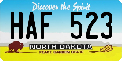 ND license plate HAF523