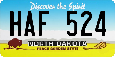 ND license plate HAF524