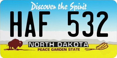 ND license plate HAF532