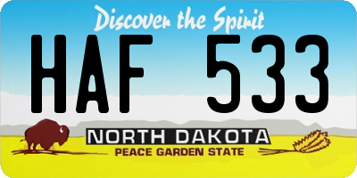 ND license plate HAF533