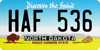 ND license plate HAF536