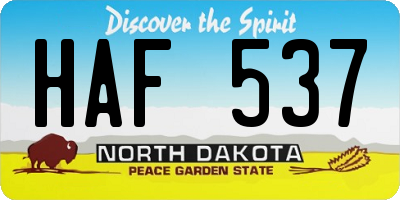 ND license plate HAF537