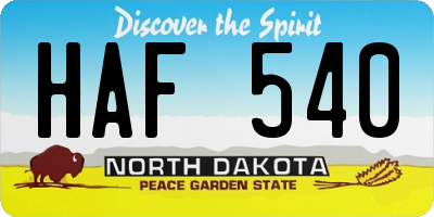 ND license plate HAF540