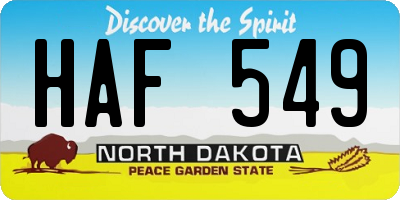 ND license plate HAF549