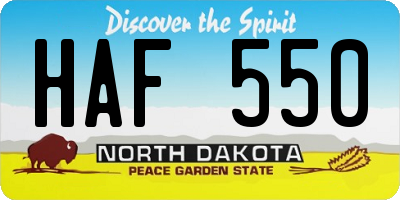 ND license plate HAF550