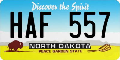 ND license plate HAF557