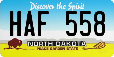 ND license plate HAF558