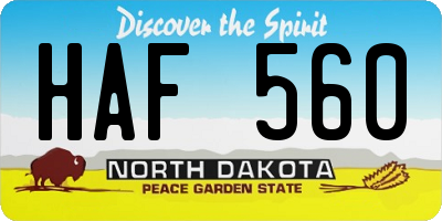 ND license plate HAF560