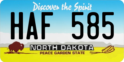 ND license plate HAF585