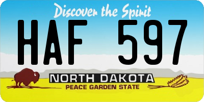 ND license plate HAF597