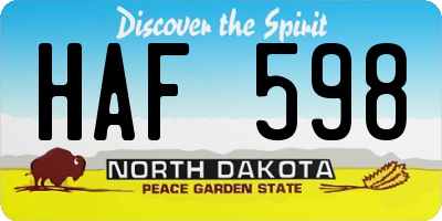 ND license plate HAF598