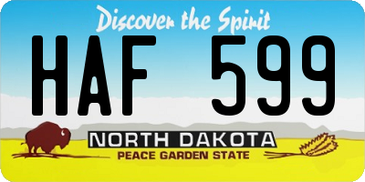 ND license plate HAF599