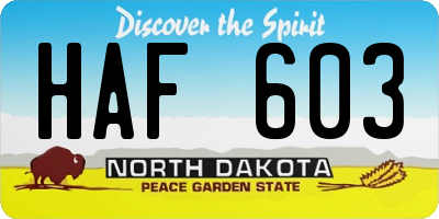 ND license plate HAF603