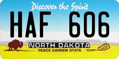 ND license plate HAF606