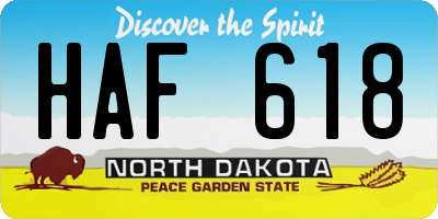 ND license plate HAF618