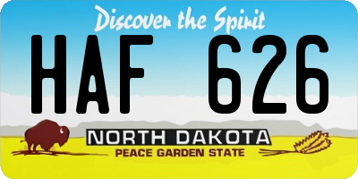 ND license plate HAF626