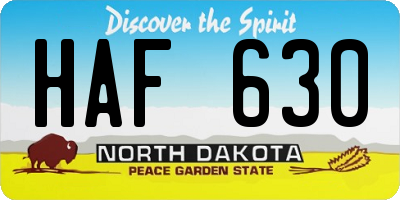 ND license plate HAF630