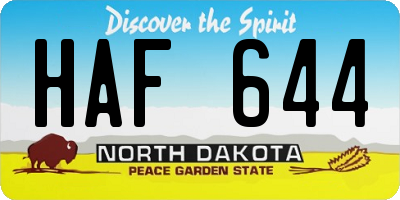 ND license plate HAF644