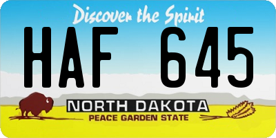 ND license plate HAF645