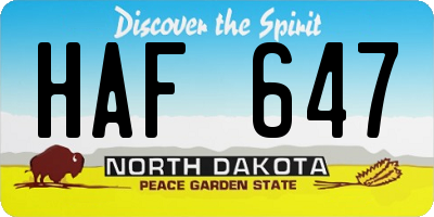 ND license plate HAF647