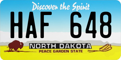 ND license plate HAF648